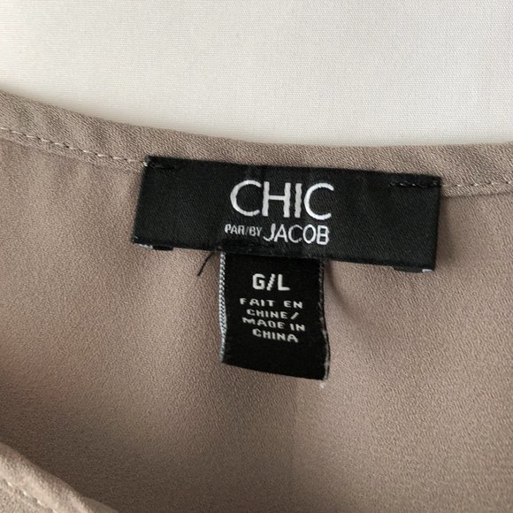 CHIC by Jacob |  Sleeveless Taupe Blouse (size L) - Picture 2 of 5